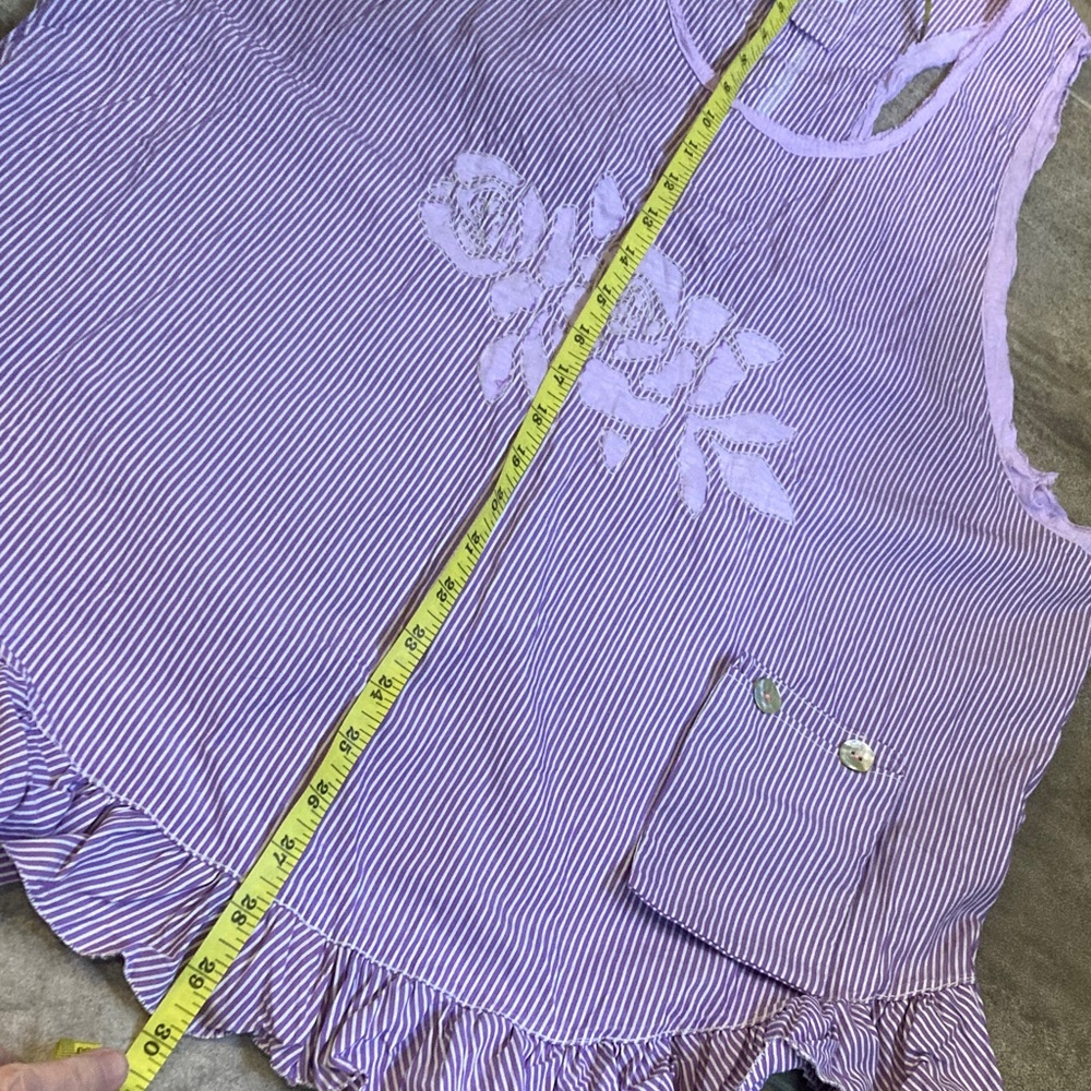Hand Crafted Lavender Striped Tank Top with Ruffle Hem - Picture 12 of 12